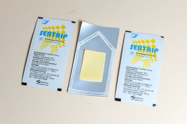 Sentrip oral strips with actual product visible